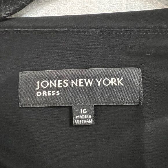 Jones New York Black V Neck Long Sleeve Dress - Picture 7 of 12
